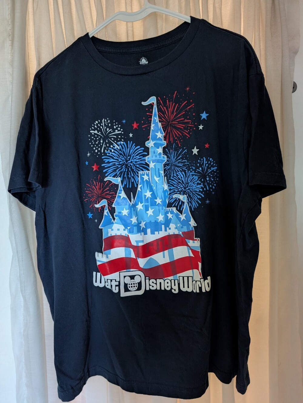 Disney Black Tee with Red, White & Blue Patriotic Castle
